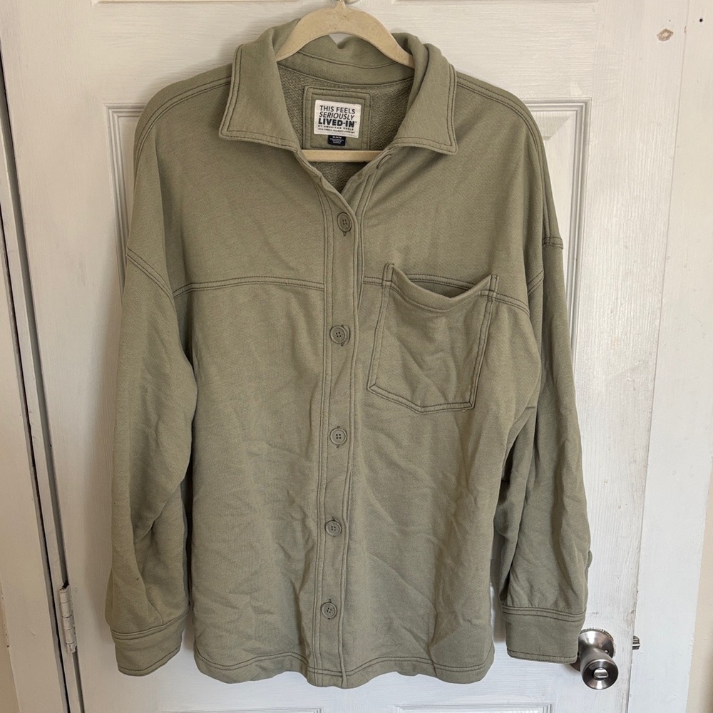 American Eagle Outfitters Olive Shirt Jacket